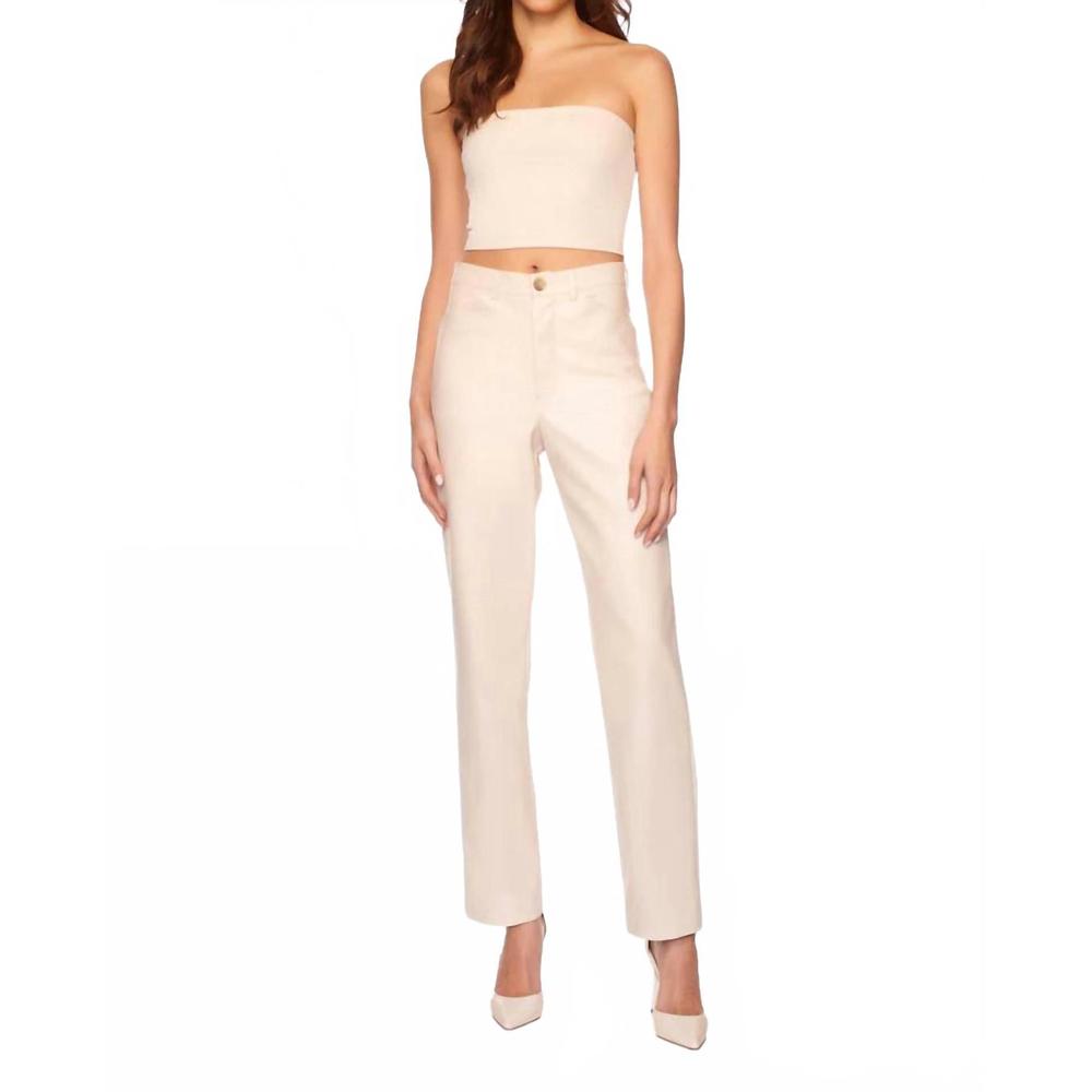 NEW SUSANA MONACO blanched leather pant in beige/white
